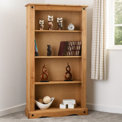 Corona Distressed Waxed Pine Medium Bookcase