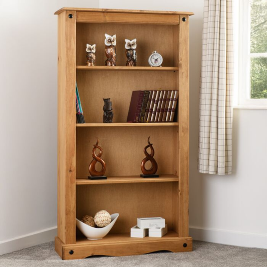 Corona Distressed Waxed Pine Medium Bookcase