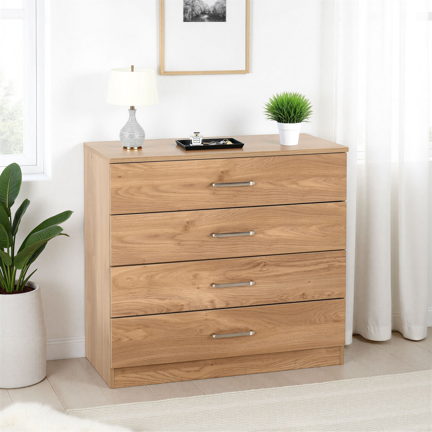 Dakota 4 Drawer Chest – Oak Effect, Practical Bedroom Storage