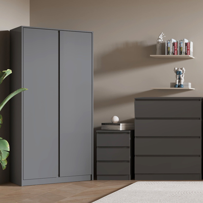Malvern Trio Set Grey Wardrobe Chest & Bedside