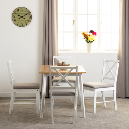 Balfour 1+4 Dining Set - White, Oak Effect & Grey Fabric