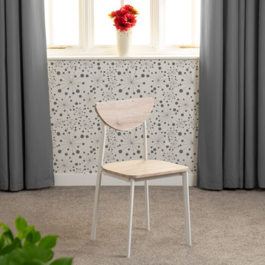 Riley Dining Chair Set - White/Light Oak Effect Veneer (Pair)