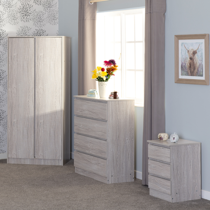 Malvern Trio Set Urban Snow Wardrobe Chest & Bedside
