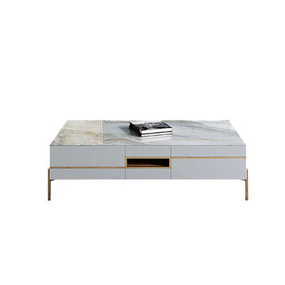 VIda Rectangle Coffee Table Set With TV Stand, Gold Leg