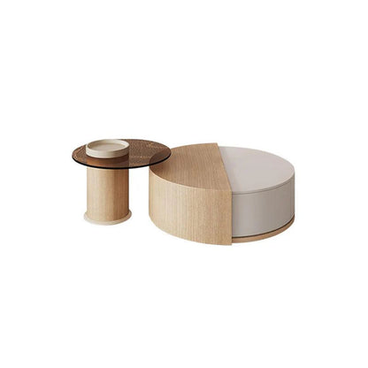 Ndre Nesting Revolving Coffee Table With Extendable TV Stand, Living Room Set