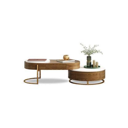 Lyra Coffee Table, Walnut & White With Matching TV Stand