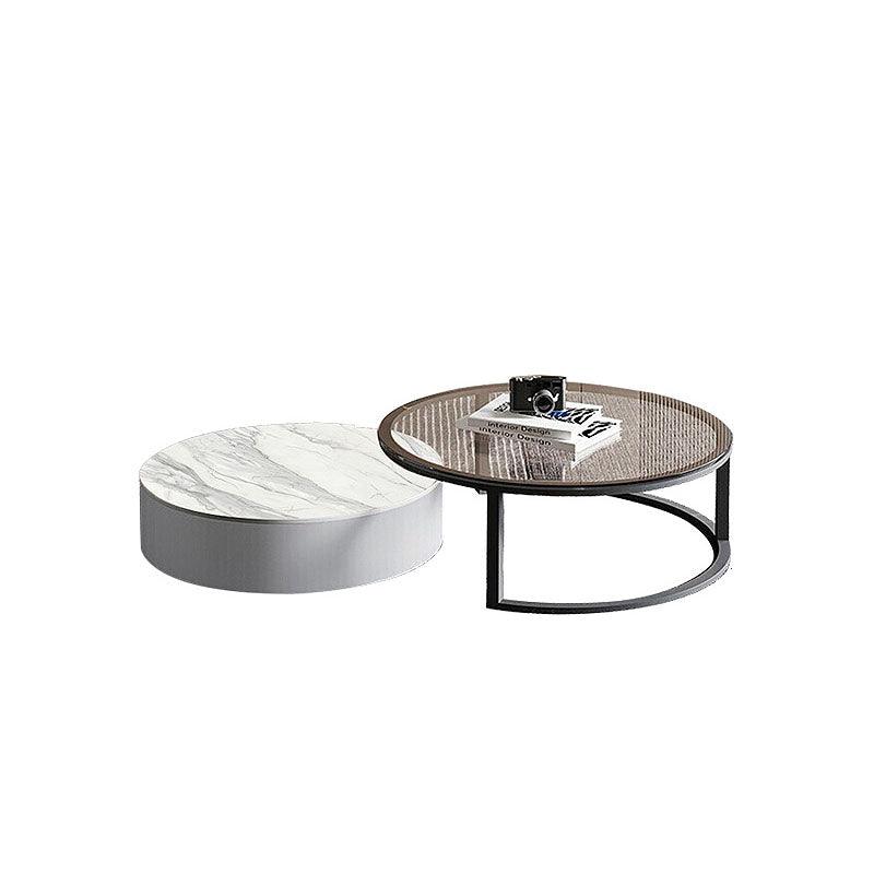 CHI Morden Round Nesting Coffee Table With TV Stand, Black Leg