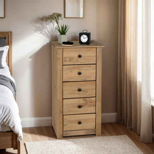 Panama 5 Drawer Chest – Natural Wax Finish