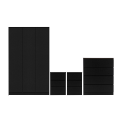 Malvern 3 Door Wardrobe Bedroom Set Black