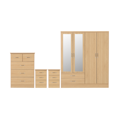 Nevada 4 Door 2 Drawer Wardrobe - Sonoma Oak Effect