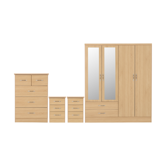 Nevada 4 Door 2 Drawer Wardrobe - Sonoma Oak Effect