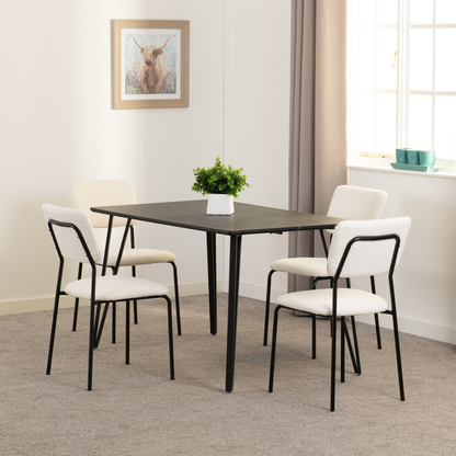 Marlow & Sheldon Dining Set - Black Marble/Ivory Boucle (4 Chairs)