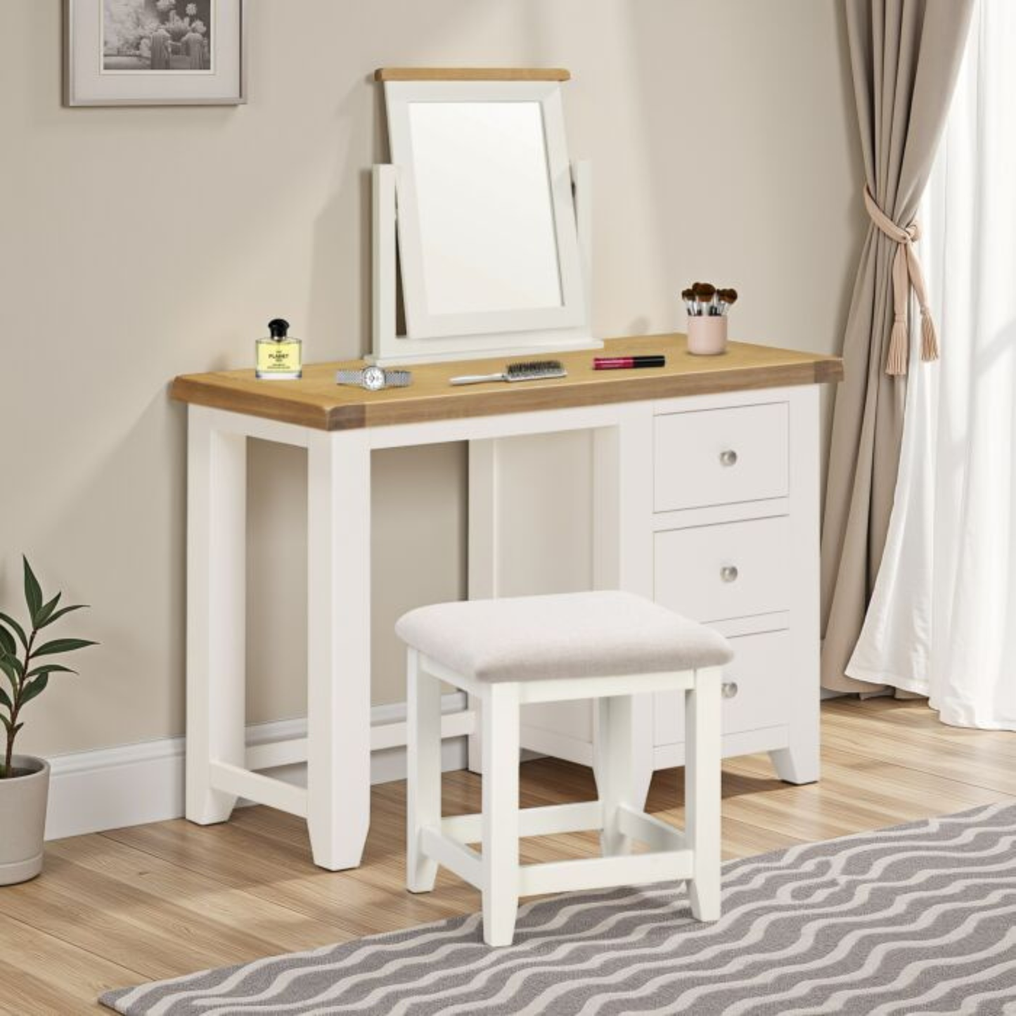 Windsor 3 Drawer Dressing Table – Ivory & Oak