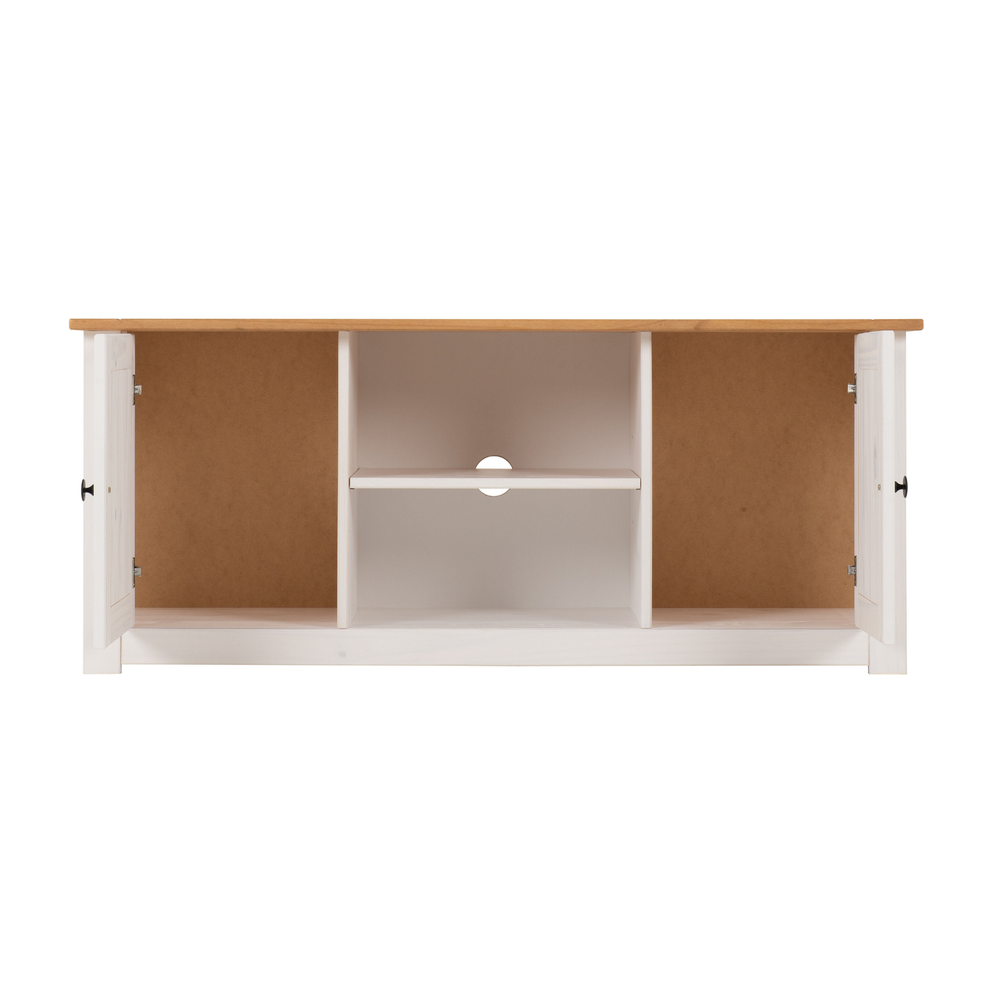 Panama TV Unit - White/Natural Wax - Pine & Plywood