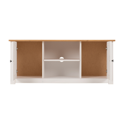 Panama TV Unit - White/Natural Wax - Pine & Plywood