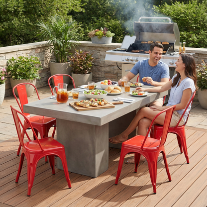 Bistro Pack of 4 Red Metal Chairs