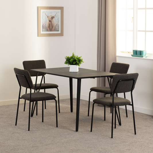 Marlow & Sheldon Dining Set - Black Marble (4 Chairs)