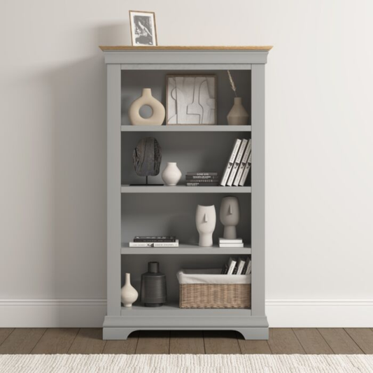 Bordeaux Bookcase Pebble Grey Oak 150cm Storage Shelf Unit