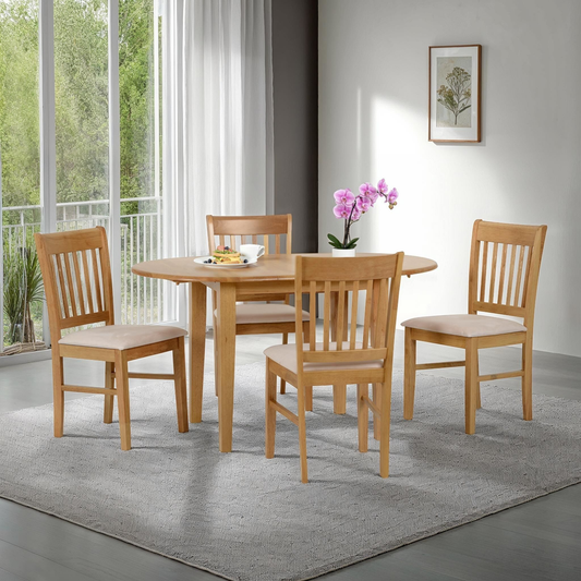 Oxford Extending Dining Set - Oak/Mink Microsuede (4 Chairs)
