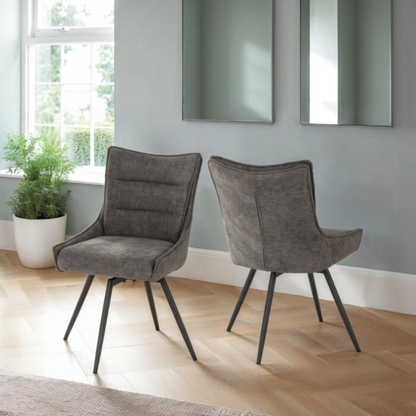 Lewis Swivel Dining Chair - Grey Fabric (Set of 2)