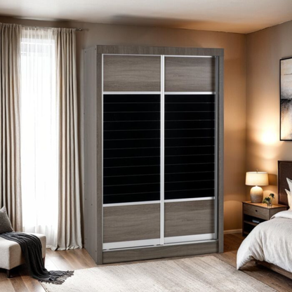 Lisbon 2 Door Sliding Wardrobe – Black Wood Grain