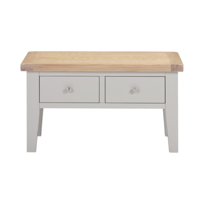 Windsor 2 Drawer Coffee Table - Pebble Grey/Oak, Classic Design
