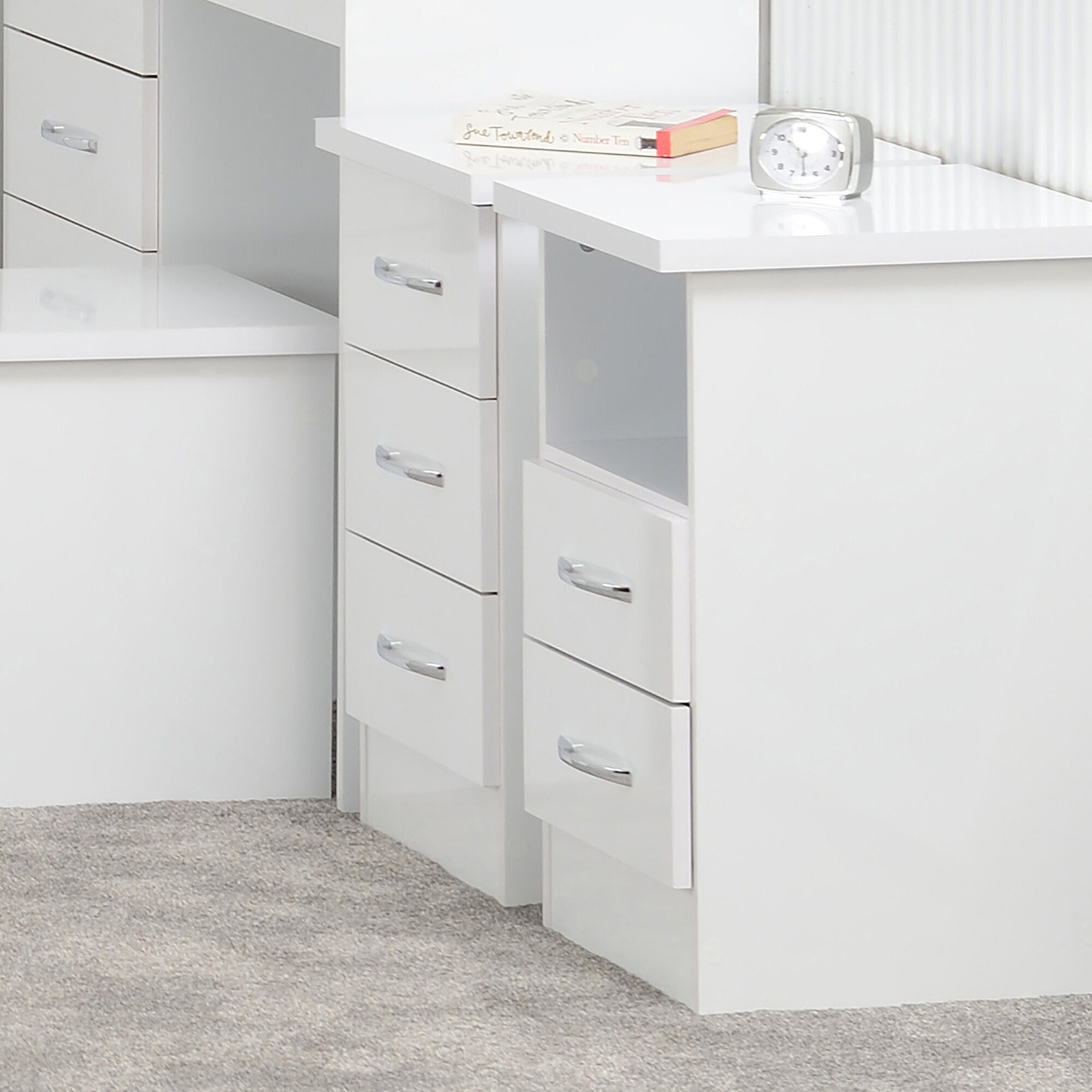 Nevada 2 Drawer Bedside – White Gloss Storage