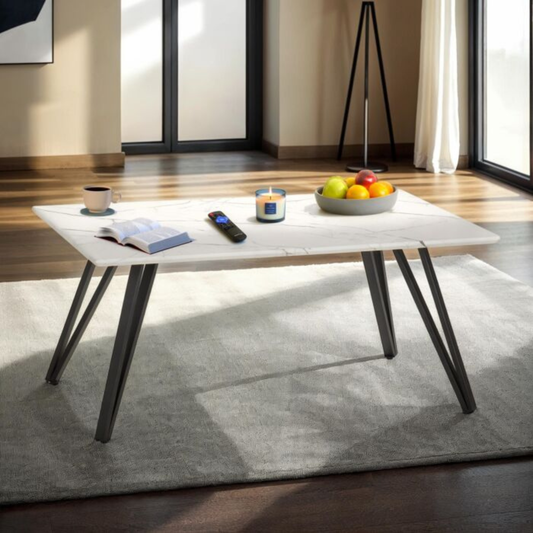 Marlow Coffee Table - White Marble Effect, Modern Design