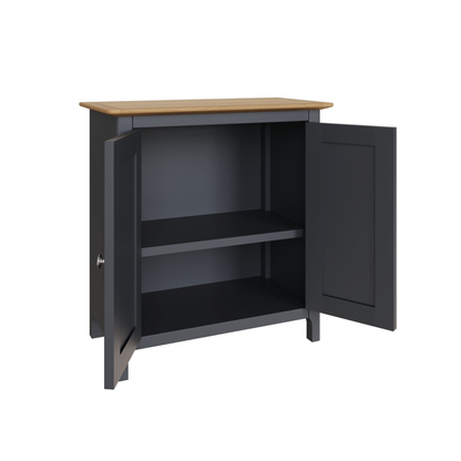Taberno Oak 2 Door Compact Sideboard – Graphite Blue Modern Storage Cabinet