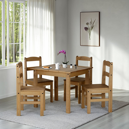 Panama Dining Set - Natural Wax Finish (4 Chairs)