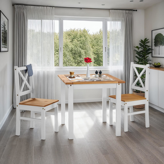 Salvador 1+2 Tile Top Dining Set - White/Pine