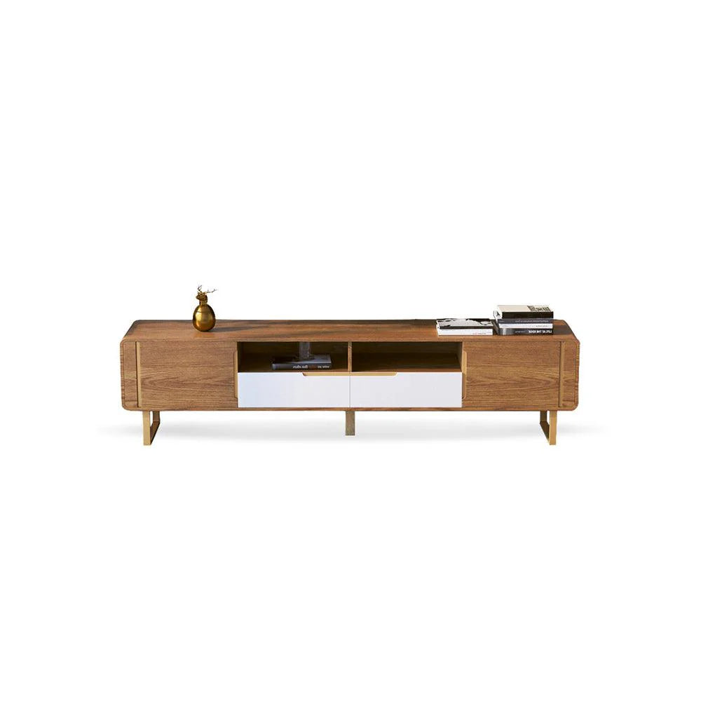 Lyra Coffee Table, Walnut & White With Matching TV Stand
