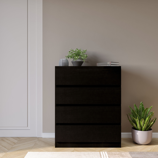 Malvern 4 Drawer Chest – Black, Stylish and Practical Storage