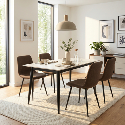 Nova Cream Dining Set with 4 Esme Dark Brown Chairs