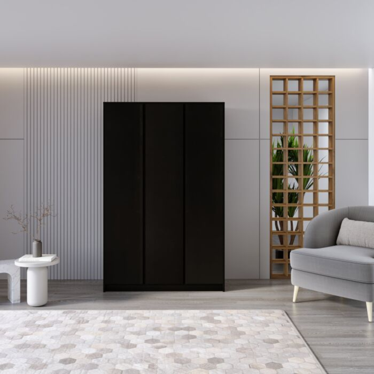 Malvern 3 Door Wardrobe – Black | Modern Storage Solution