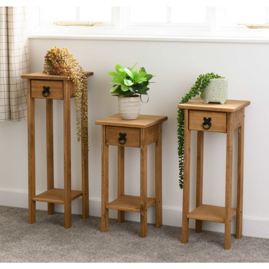 Corona 3x Plant Stands – Distressed Waxed Pine