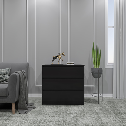 Malvern 3 Drawer Chest – Black, Stylish Bedroom Storage