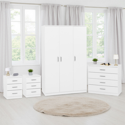 Dakota 3 Door Wardrobe Bedroom Set - White