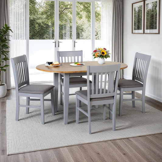 Oxford Extending Dining Set - Grey/Natural Oak (4 Chairs)