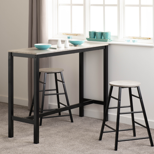 Athens Breakfast Bar Set - Concrete Effect