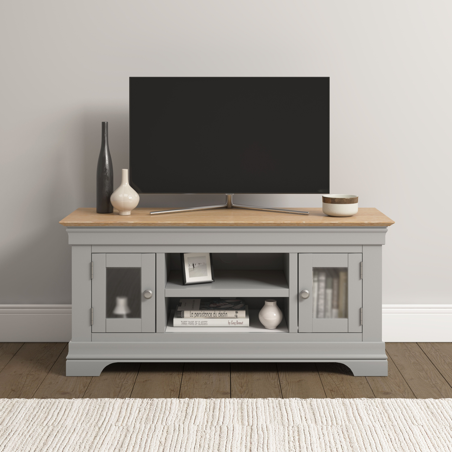 Bordeaux Small TV Stand - Pebble Grey Oak