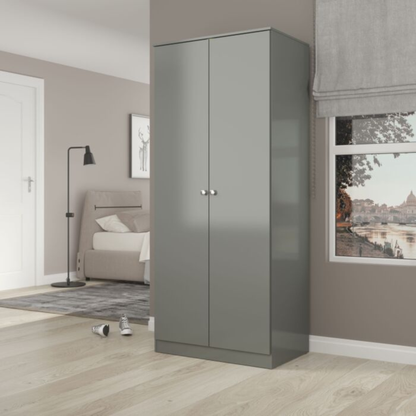 Denver 2 Door Wardrobe – Grey Gloss