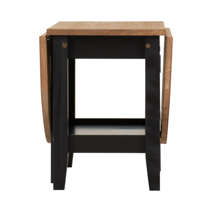 Santos Drop Leaf Coffee Table - Black Distressed Waxed Pine, Space-Saving Design
