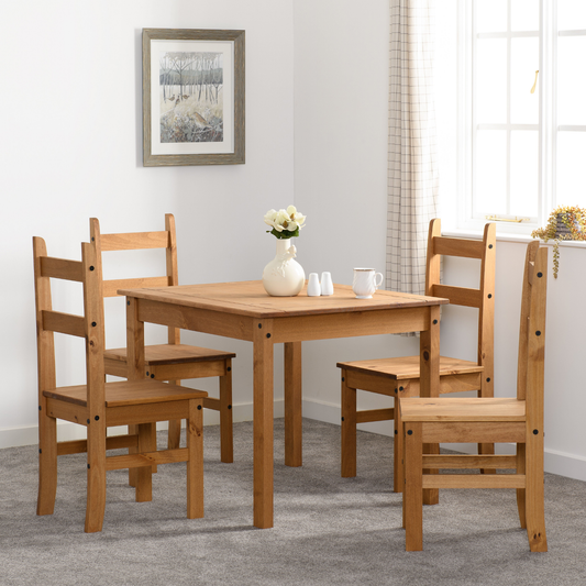 Corona Budget Dining Set - Distressed Waxed Pine