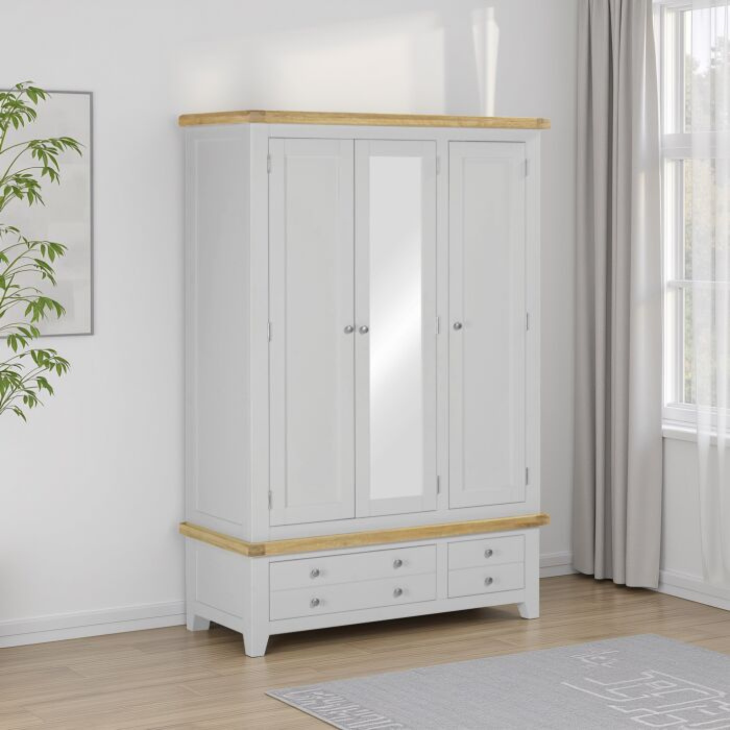 Windsor 3 Door 2 Drawer Wardrobe – Pebble Grey/Oak