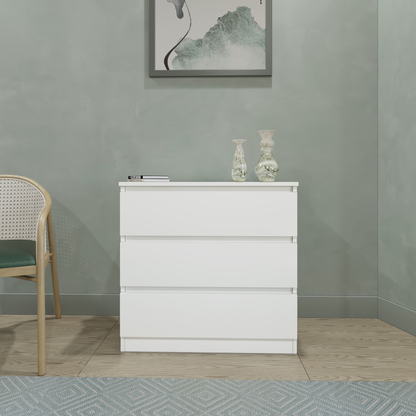 Malvern 3 Drawer Chest – White, Stylish Bedroom Storage