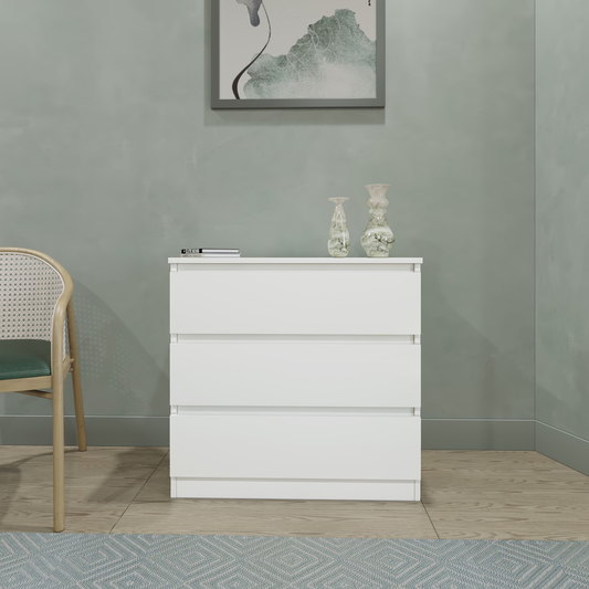 Malvern 3 Drawer Chest – White, Stylish Bedroom Storage