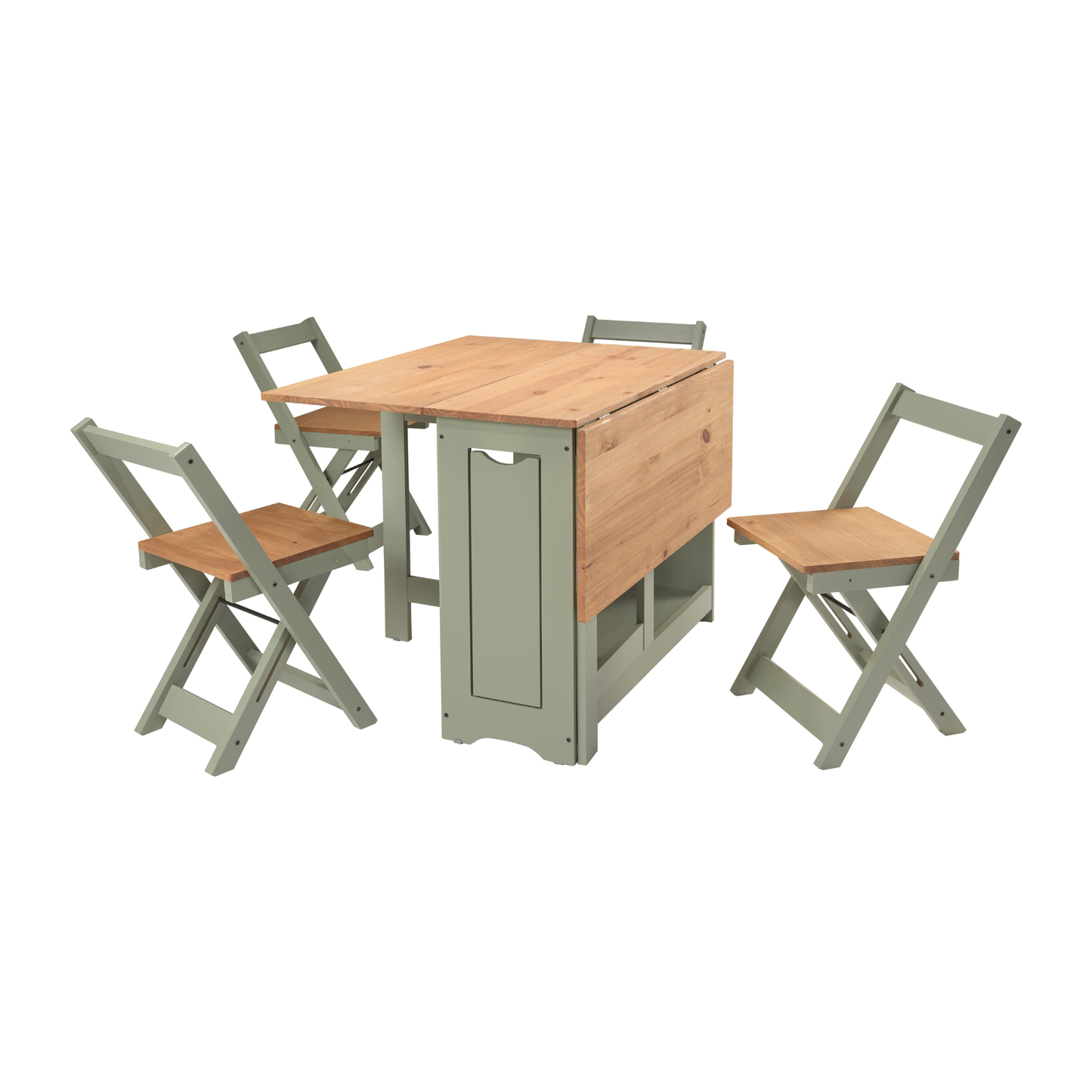 Santos Butterfly Dining Set - Green/Distressed Pine (4 Chairs)
