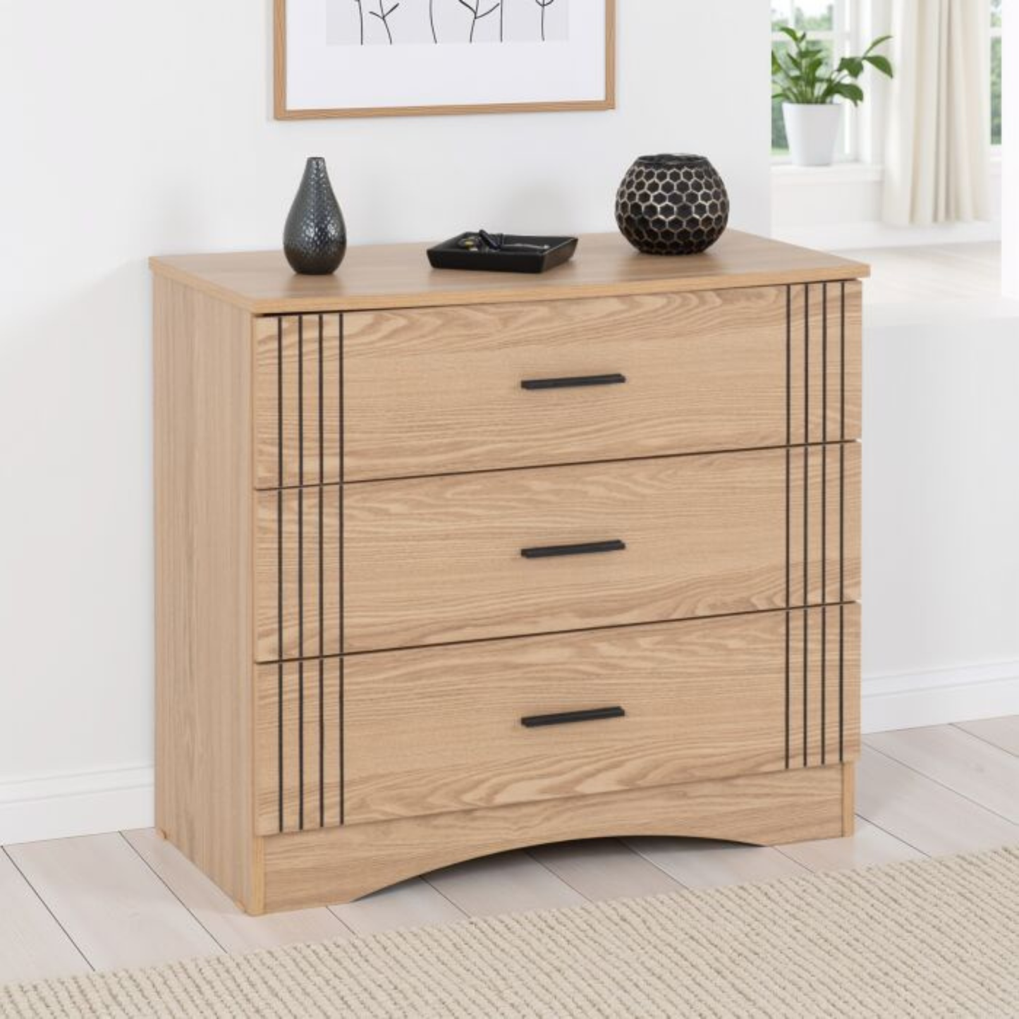 Tessa 3 Drawer Chest - Natural Oak Effect Storage