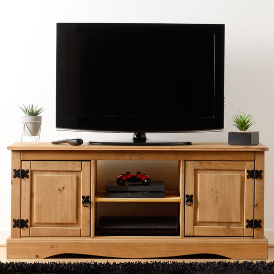 Corona 2 Door TV Unit - Distressed Waxed Pine